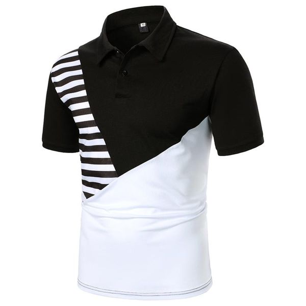 men's polos summer shirts casual stitching striped button short sleeves fashion office chemise homme 2021, White;black
men's polos summer shirts casual stitching striped button short sleeves fashion office chemise homme 2021, White;black