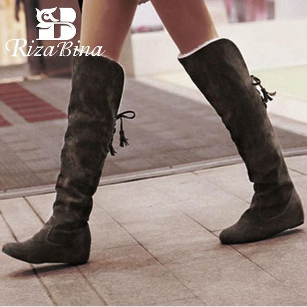boots rizabina winter warm with fur over the knee for women solid color round toe flats shoes lace up footwear size 34-43, Black
boots rizabina winter warm with fur over the knee for women solid color round toe flats shoes lace up footwear size 34-43, Black