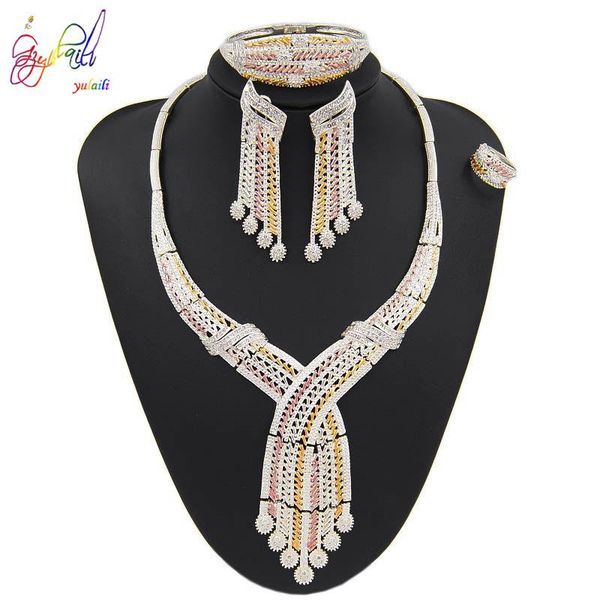 earrings & necklace yulaili dubai gold jewelry sets for women crystal stud bracelet ring bridal bridesmaid wedding jewellery, Silver
earrings & necklace yulaili dubai gold jewelry sets for women crystal stud bracelet ring bridal bridesmaid wedding jewellery, Silver