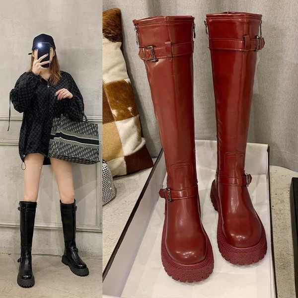 boots winter round head cow leather metal buckle decoration warmth large size platform low heel riding knee high, Black
boots winter round head cow leather metal buckle decoration warmth large size platform low heel riding knee high, Black