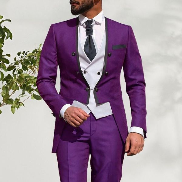 men's suits & blazers purple suit men for wedding,custom made v-neck buttons slim fit jacket with pants,elegnt groom party prom tuxedos, White;black
men's suits & blazers purple suit men for wedding,custom made v-neck buttons slim fit jacket with pants,elegnt groom party prom tuxedos, White;black