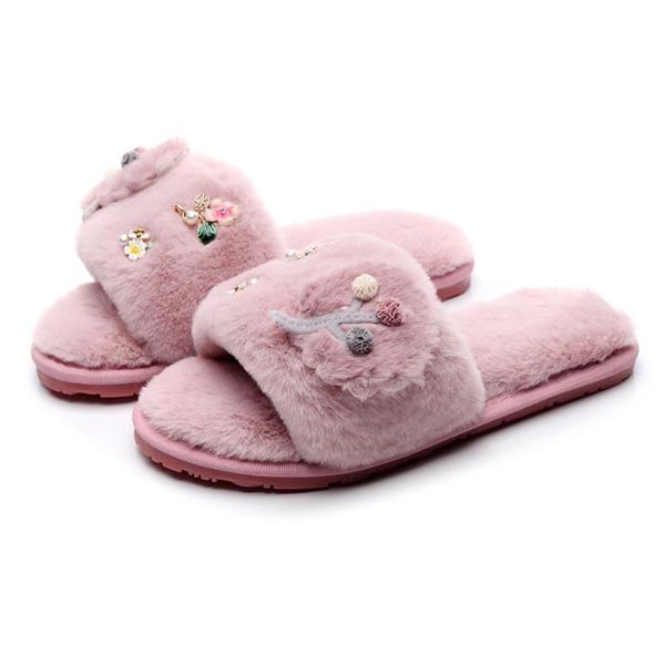 slippers winter warm women fur plush flip flops camellia pearl beading sandals pantufas cozy home, Black
slippers winter warm women fur plush flip flops camellia pearl beading sandals pantufas cozy home, Black