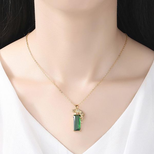 new simple animal leopard pendant necklaces for women copper zirconia necklaces charms green gem crystal gift, Silver
new simple animal leopard pendant necklaces for women copper zirconia necklaces charms green gem crystal gift, Silver
