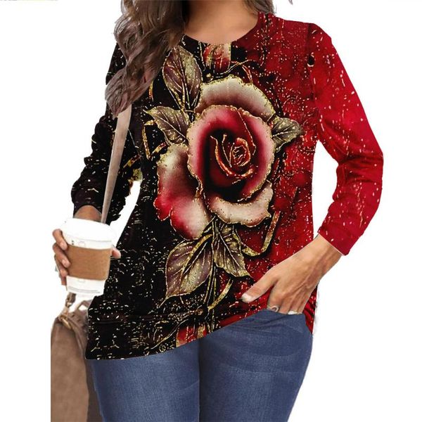 plus size t-shirt rose floral print t shirt women long sleeve o-neck cotton tee autumn 2021 clothes female casual 5xl 6xl, Black
plus size t-shirt rose floral print t shirt women long sleeve o-neck cotton tee autumn 2021 clothes female casual 5xl 6xl, Black