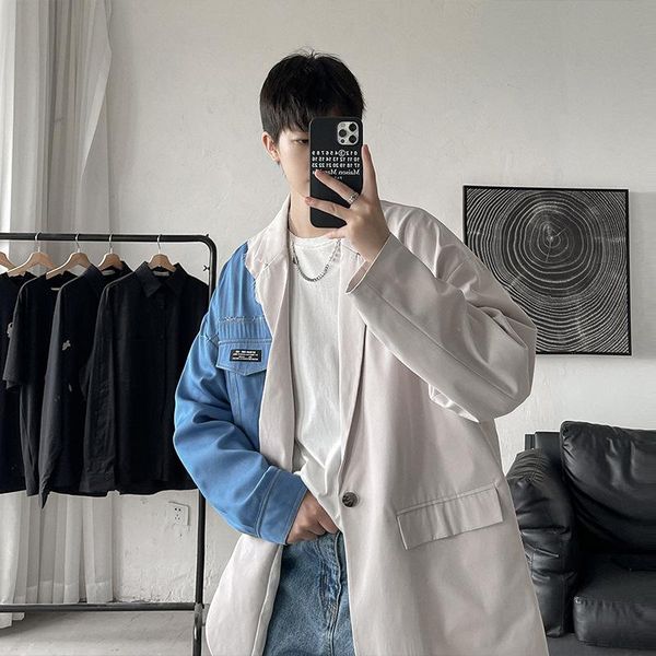 men's suits & blazers stitching contrast suit spring and autumn large size loose fried street ins handsome tide brand jacket, White;black
men's suits & blazers stitching contrast suit spring and autumn large size loose fried street ins handsome tide brand jacket, White;black