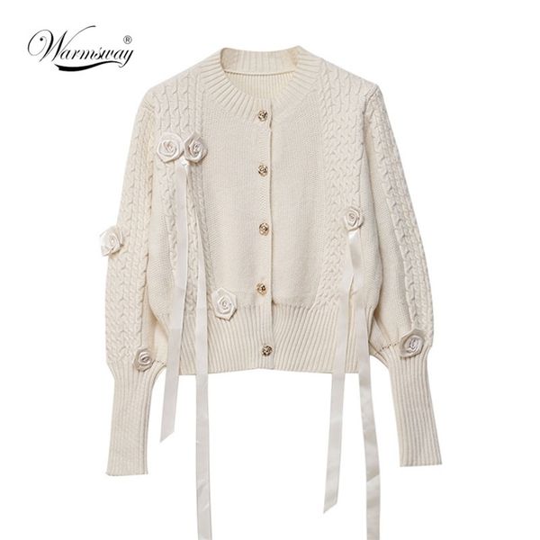 spring knit cardigan rose ribbon women jacket short coat sweater knitwear warm outerwear japanese c-096 210522, White 
spring knit cardigan rose ribbon women jacket short coat sweater knitwear warm outerwear japanese c-096 210522, White