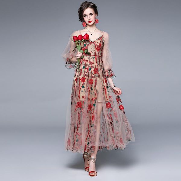 casual dresses sweet perspective flower embroidery gauze dress female elegant high-waist slim-fit lantern sleeve, Black;gray
casual dresses sweet perspective flower embroidery gauze dress female elegant high-waist slim-fit lantern sleeve, Black;gray