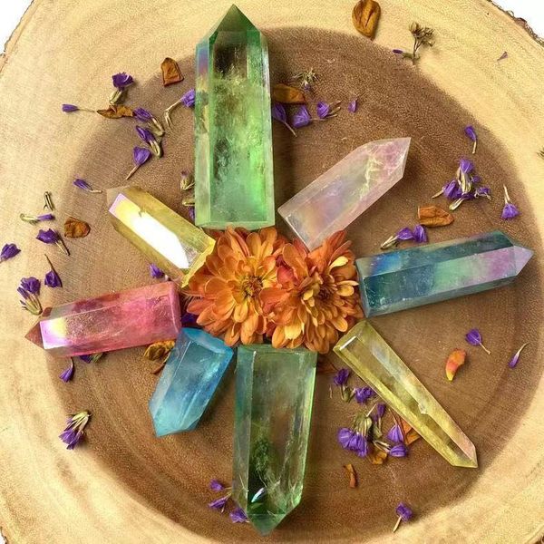 decorative objects & figurines natural rainbow aura quartz tower chakra healing gemstone point home decor 1pc
decorative objects & figurines natural rainbow aura quartz tower chakra healing gemstone point home decor 1pc