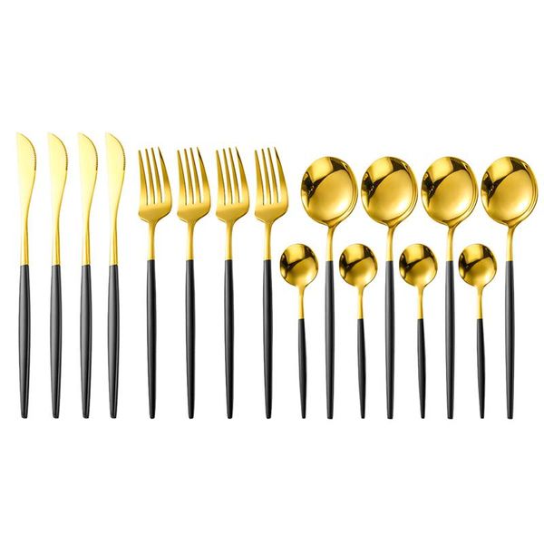 dinnerware sets 16pcs/set 18/10 stainless steel black gold cutlery set knife fork spoon kitchen tableware silverware
dinnerware sets 16pcs/set 18/10 stainless steel black gold cutlery set knife fork spoon kitchen tableware silverware