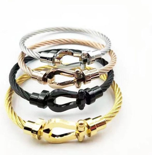 bangle stainless steel wire horseshoe magnet buckle designer men's and women's bracelet with box, Black
bangle stainless steel wire horseshoe magnet buckle designer men's and women's bracelet with box, Black