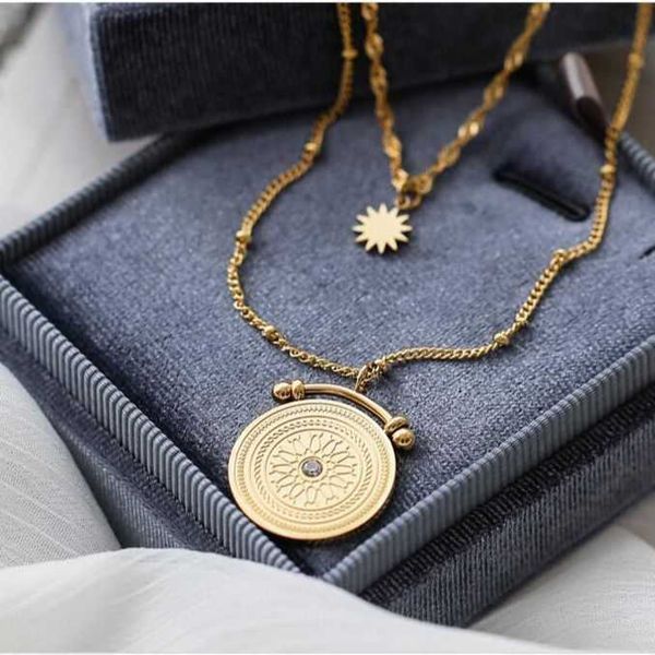 designer necklace vintage double layers stainless steel baroque jewelry for women flower texture coin pendant plated 18k gold s, Silver
designer necklace vintage double layers stainless steel baroque jewelry for women flower texture coin pendant plated 18k gold s, Silver