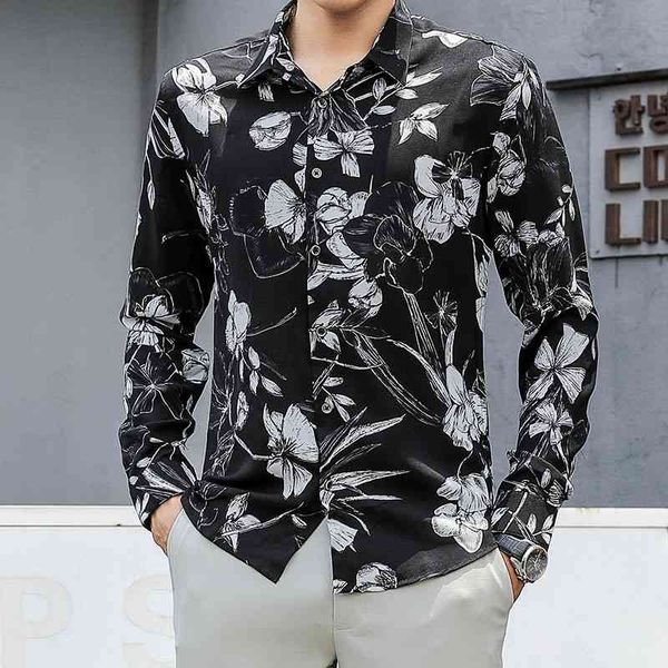 brand flower print slim fit shirts mens long sleeve casual dress shirts male business formal social shirt chemise homme 210527, White;black
brand flower print slim fit shirts mens long sleeve casual dress shirts male business formal social shirt chemise homme 210527, White;black