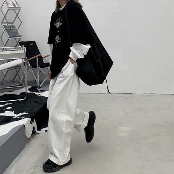 women's pants & capris houzhou korean style white wide leg women oversize hip hop streetwear loose trousers for female high waist kpop, Black;white
women's pants & capris houzhou korean style white wide leg women oversize hip hop streetwear loose trousers for female high waist kpop, Black;white