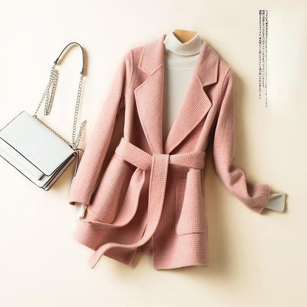 women's wool & blends 2021 100% real coat women short korean style fashion coats female slim plaid outerwear belt clothes veste femme w, Black
women's wool & blends 2021 100% real coat women short korean style fashion coats female slim plaid outerwear belt clothes veste femme w, Black