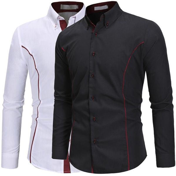 men's casual shirts styles of self-cultivation and tailoring personality trimming long sleeve shirt luxury classic suit, White;black
men's casual shirts styles of self-cultivation and tailoring personality trimming long sleeve shirt luxury classic suit, White;black