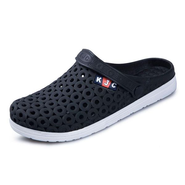 slippers summer men hole shoes casual wearable half-slippers antiskid shoe, Black