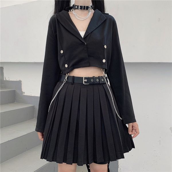 skirts prepy-style korean two female ensemble pieces of english harvest double design breasted short coat + mini skirt belt plissate joint, Black
skirts prepy-style korean two female ensemble pieces of english harvest double design breasted short coat + mini skirt belt plissate joint, Black