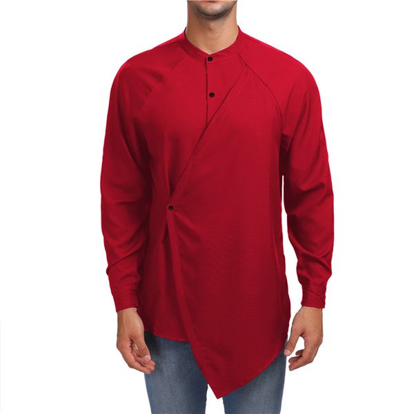 boutique fashion shirt men's solid color asymmetric oblique placket stand collar raglan sleeve long rc81, White;black
boutique fashion shirt men's solid color asymmetric oblique placket stand collar raglan sleeve long rc81, White;black