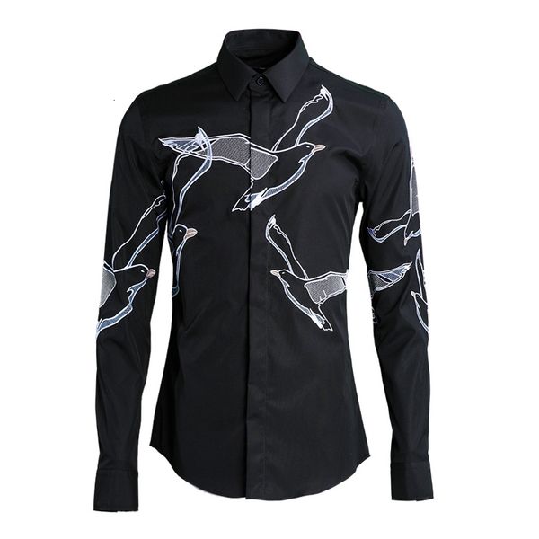 tee polo shirt fashion seagull precision embroidery long sleeve social casual slim fit men shirts, White;black
tee polo shirt fashion seagull precision embroidery long sleeve social casual slim fit men shirts, White;black