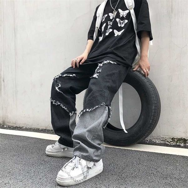 korean fashion tassel contrast jeans trendy cool high street harajuku style loose raw edge jeans men's trendy 211104, Blue
korean fashion tassel contrast jeans trendy cool high street harajuku style loose raw edge jeans men's trendy 211104, Blue