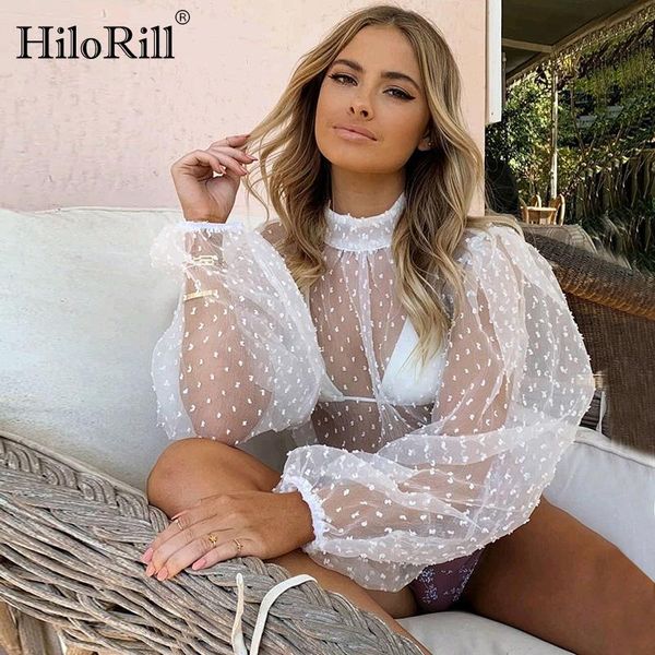 hilorill women transparent dots emboridery blouse 2021 puff long sleeve mesh shirt female chic see through blouses women's & shirts, White
hilorill women transparent dots emboridery blouse 2021 puff long sleeve mesh shirt female chic see through blouses women's & shirts, White
