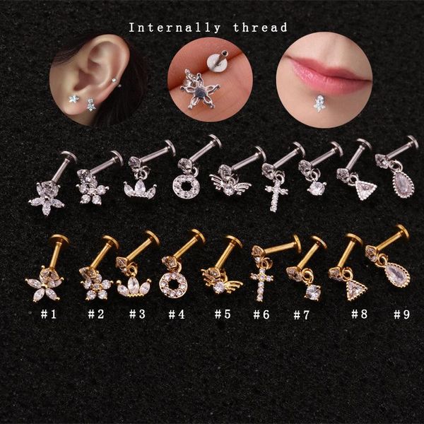 other 1pc steel cross flower zircon gem pendant labret stud lip piercing ear cartilage tragus helix ring charming jewelry, Slivery;golden
other 1pc steel cross flower zircon gem pendant labret stud lip piercing ear cartilage tragus helix ring charming jewelry, Slivery;golden