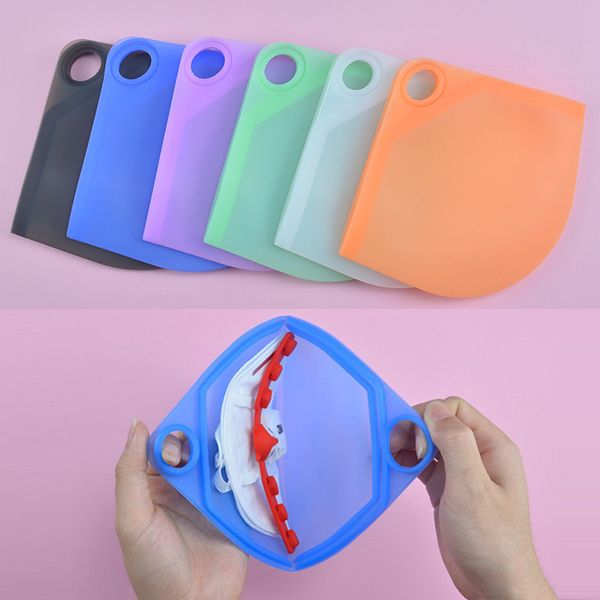 Image of 1pc silicone flat type mask storage box mask temporary clip dust-proof pollution-proof security holder bags artifact