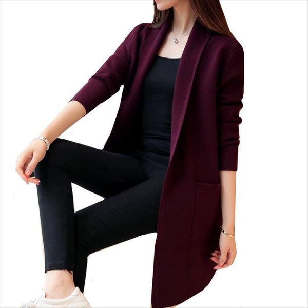 autumn winter long cardigan women sweaters female casual pocket knitted cardigans all match for jacket, White;black
autumn winter long cardigan women sweaters female casual pocket knitted cardigans all match for jacket, White;black