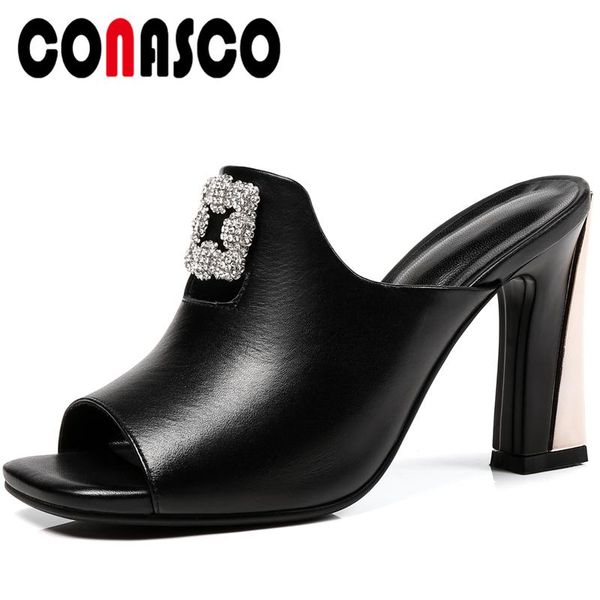 genuine leather women sandals pumps fashion concise high heels slippers rhinestone summer party casual shoes woman, Black
genuine leather women sandals pumps fashion concise high heels slippers rhinestone summer party casual shoes woman, Black