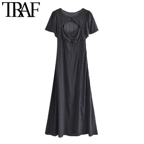 traf women chic fashion polka dot hollow out midi dress vintage short sleeve side zipper female dresses vestidos mujer 210415, Black;gray 
traf women chic fashion polka dot hollow out midi dress vintage short sleeve side zipper female dresses vestidos mujer 210415, Black;gray