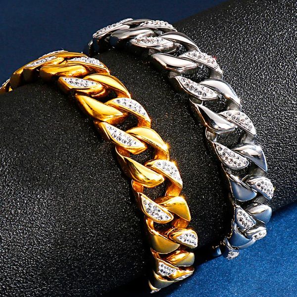 link, chain 12mm cuban man bracelet bracalete luxury gold/silver 316l stainless steel & cz setting mens friendship bracelets jewellery, Black
link, chain 12mm cuban man bracelet bracalete luxury gold/silver 316l stainless steel & cz setting mens friendship bracelets jewellery, Black