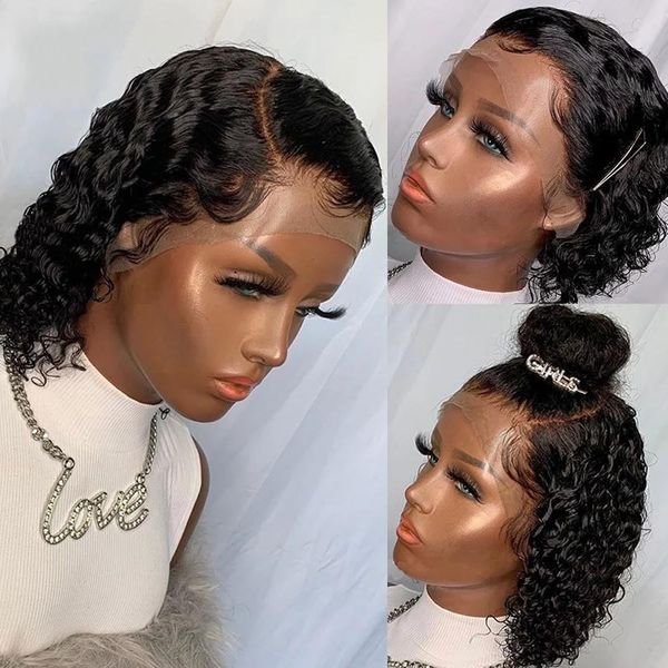 part jerry curly short bob 13x4 lace front wigs preplucked for black women kinky deep water wave frontal synthetic wig, Black;brown
part jerry curly short bob 13x4 lace front wigs preplucked for black women kinky deep water wave frontal synthetic wig, Black;brown
