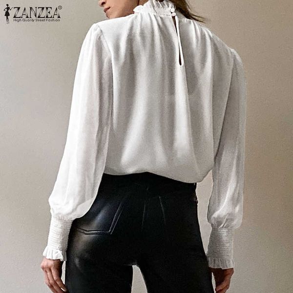 women's blouses & shirts blouses stylish puff sleeve spring ruffle turtleneck female solid work blusas chemise plus 36mq, White
women's blouses & shirts blouses stylish puff sleeve spring ruffle turtleneck female solid work blusas chemise plus 36mq, White