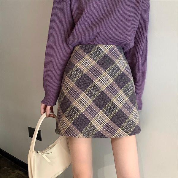 autumn & winter high waist slim woolen plaid skirt temperament casual all-match women a-line mini skirts, Black
autumn & winter high waist slim woolen plaid skirt temperament casual all-match women a-line mini skirts, Black