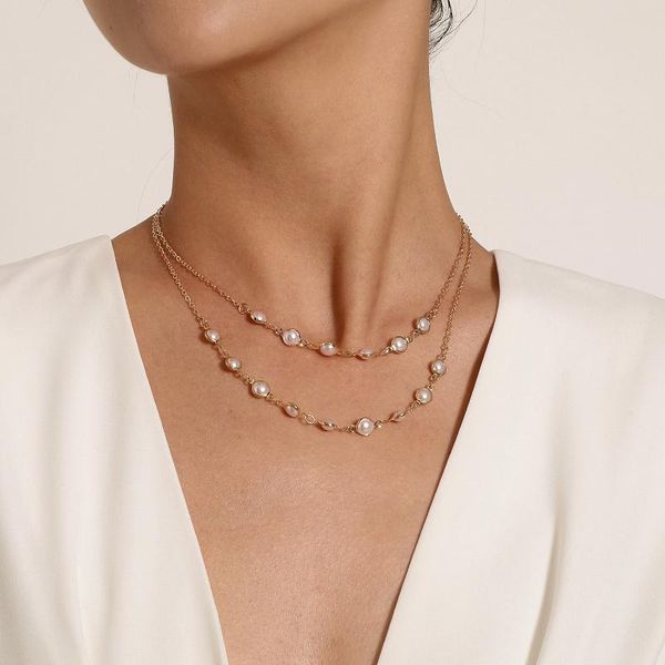 chains vintage imitation pearl necklaces 2021 design wild simple double layer necklace for women trendy clavicle female luxury jewelry, Silver
chains vintage imitation pearl necklaces 2021 design wild simple double layer necklace for women trendy clavicle female luxury jewelry, Silver