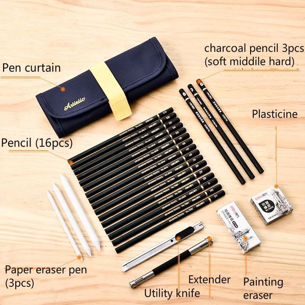 27pcs/set sketch pencil set pen drawing beginner student professional full of art supplies pencils
27pcs/set sketch pencil set pen drawing beginner student professional full of art supplies pencils