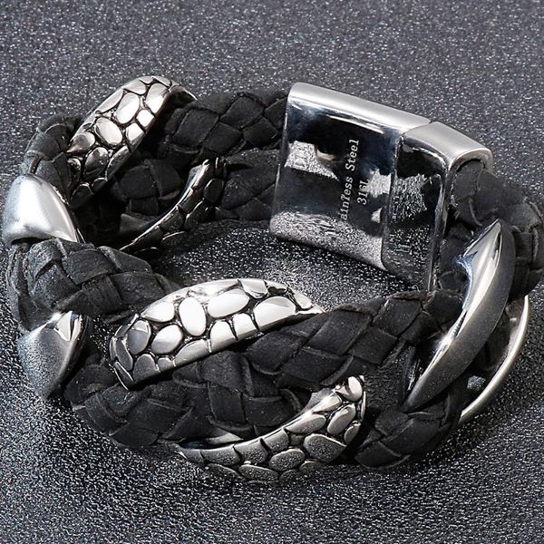 cool men's braided leather bracelet male titanium stainless steel jewellery accessories wristbands with magnet clasp tennis, Golden;silver
cool men's braided leather bracelet male titanium stainless steel jewellery accessories wristbands with magnet clasp tennis, Golden;silver
