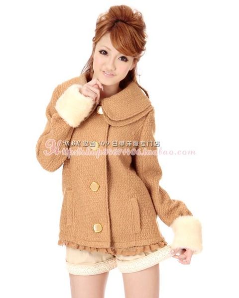 women's jackets liz lisa double-layer doll collar, wool sleeves, thick and short jacket blended coat, Black;brown
women's jackets liz lisa double-layer doll collar, wool sleeves, thick and short jacket blended coat, Black;brown