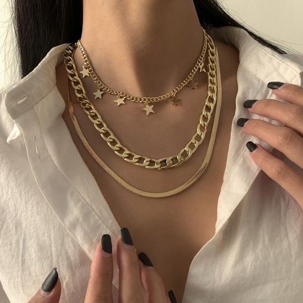 chokers 3pcs/set fashion trendy star charms multilayers flat chain gold punk necklace for women girls hip hop layers jewelry, Golden;silver
chokers 3pcs/set fashion trendy star charms multilayers flat chain gold punk necklace for women girls hip hop layers jewelry, Golden;silver