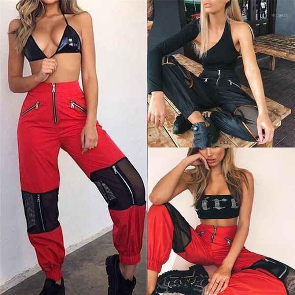 women's pants & capris high waist trousers sweatpants patchwork zippers spliced fashion perspective pockets leggings a#487, Black;white
women's pants & capris high waist trousers sweatpants patchwork zippers spliced fashion perspective pockets leggings a#487, Black;white