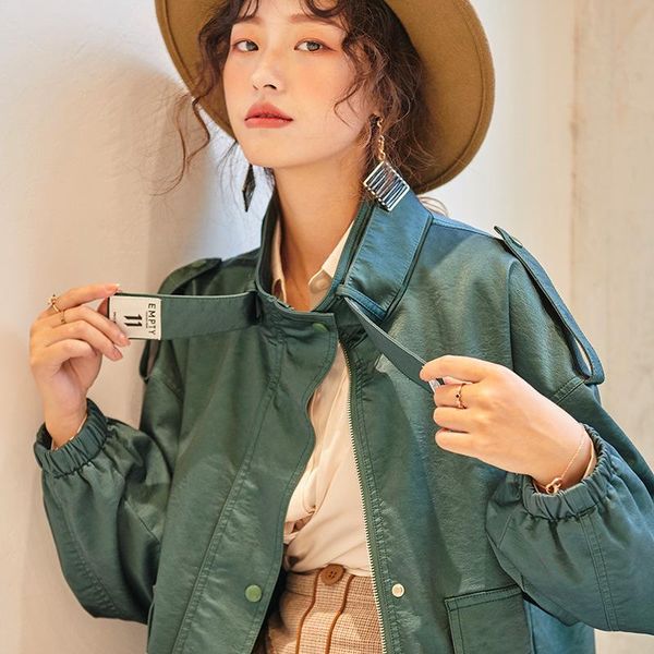 women's leather & faux l8153 spring 2021pu coat fur pocket tooling motorcycle green jacket women, Black
women's leather & faux l8153 spring 2021pu coat fur pocket tooling motorcycle green jacket women, Black