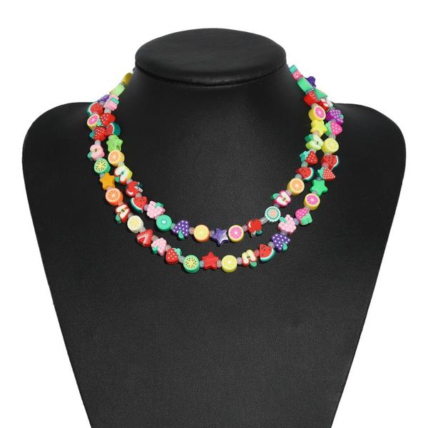 chains necklace vintage multicolor double layer candy color watermelon fruit handmade clay chain anniversary gift for woman's jewelry, Silver
chains necklace vintage multicolor double layer candy color watermelon fruit handmade clay chain anniversary gift for woman's jewelry, Silver