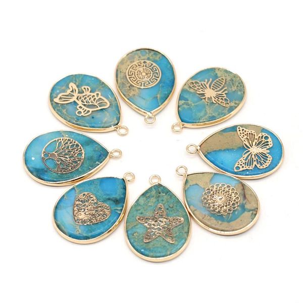 charms drop-shaped pendant natural stone blue ocean mineral gilt edge charm for jewelry making diy necklace eardrop accessories 23x35mm, Bronze;silver
charms drop-shaped pendant natural stone blue ocean mineral gilt edge charm for jewelry making diy necklace eardrop accessories 23x35mm, Bronze;silver