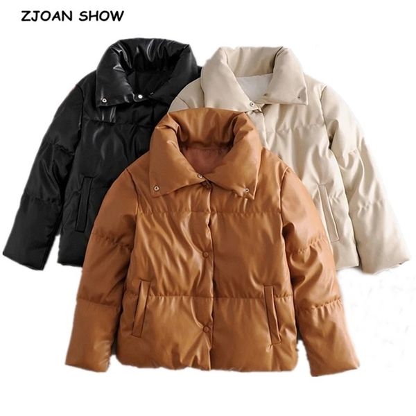 winter lapel pu parka coat women long sleeve stay warm leather jacket short outerwear casual 3 colors 210429, White
winter lapel pu parka coat women long sleeve stay warm leather jacket short outerwear casual 3 colors 210429, White