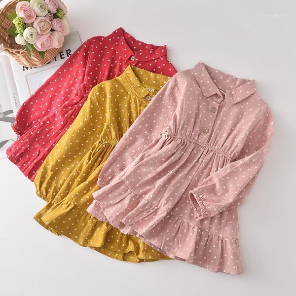 girl's dresses autumn spring brand 2021 girls dress turn-down collar kid outfits heart print pattern cotton ruffle clothing girl 2-6y1, Red;yellow
girl's dresses autumn spring brand 2021 girls dress turn-down collar kid outfits heart print pattern cotton ruffle clothing girl 2-6y1, Red;yellow