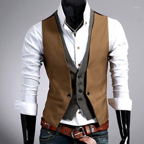 men's jackets mens fake two pieces slim vest male business casual lattice british style waistcoat autumn single-breasted design suit, Black;brown
men's jackets mens fake two pieces slim vest male business casual lattice british style waistcoat autumn single-breasted design suit, Black;brown