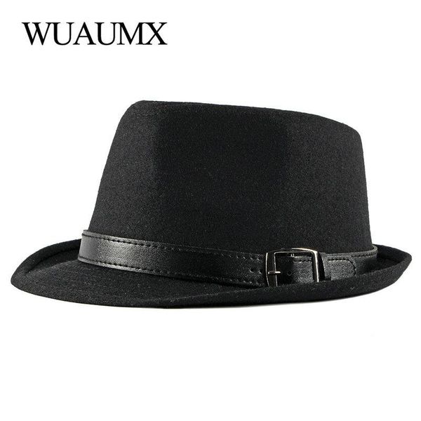 wuaumx autumn winter retro jazz hats middle aged men felt fedoras cap for male solid trilby panama hat black bowler wide brim, Blue;gray
wuaumx autumn winter retro jazz hats middle aged men felt fedoras cap for male solid trilby panama hat black bowler wide brim, Blue;gray