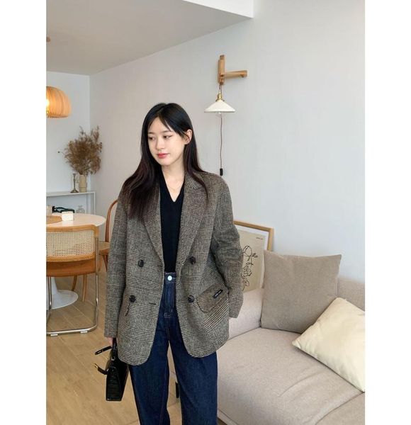 women's wool & blends coat women plaid 100% double-sided thick medium length for autumn and winter, Black
women's wool & blends coat women plaid 100% double-sided thick medium length for autumn and winter, Black