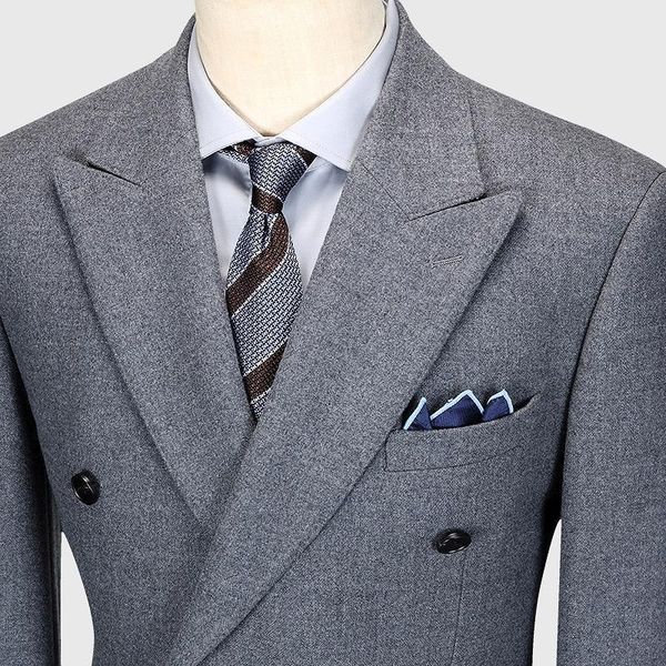 men's suits & blazers 100% wool double breasted retro grey winter thicken warm wedding for men plus slim fit blazer mens suit set kfai, White;black