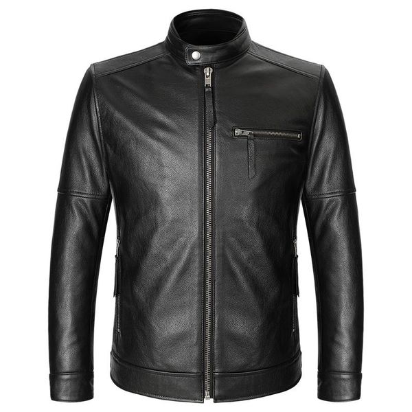 men's leather & faux genuine mens jacket real cow jackets stand collar motorcycle cowhide coat spring autumn slim fit casual, Black
men's leather & faux genuine mens jacket real cow jackets stand collar motorcycle cowhide coat spring autumn slim fit casual, Black